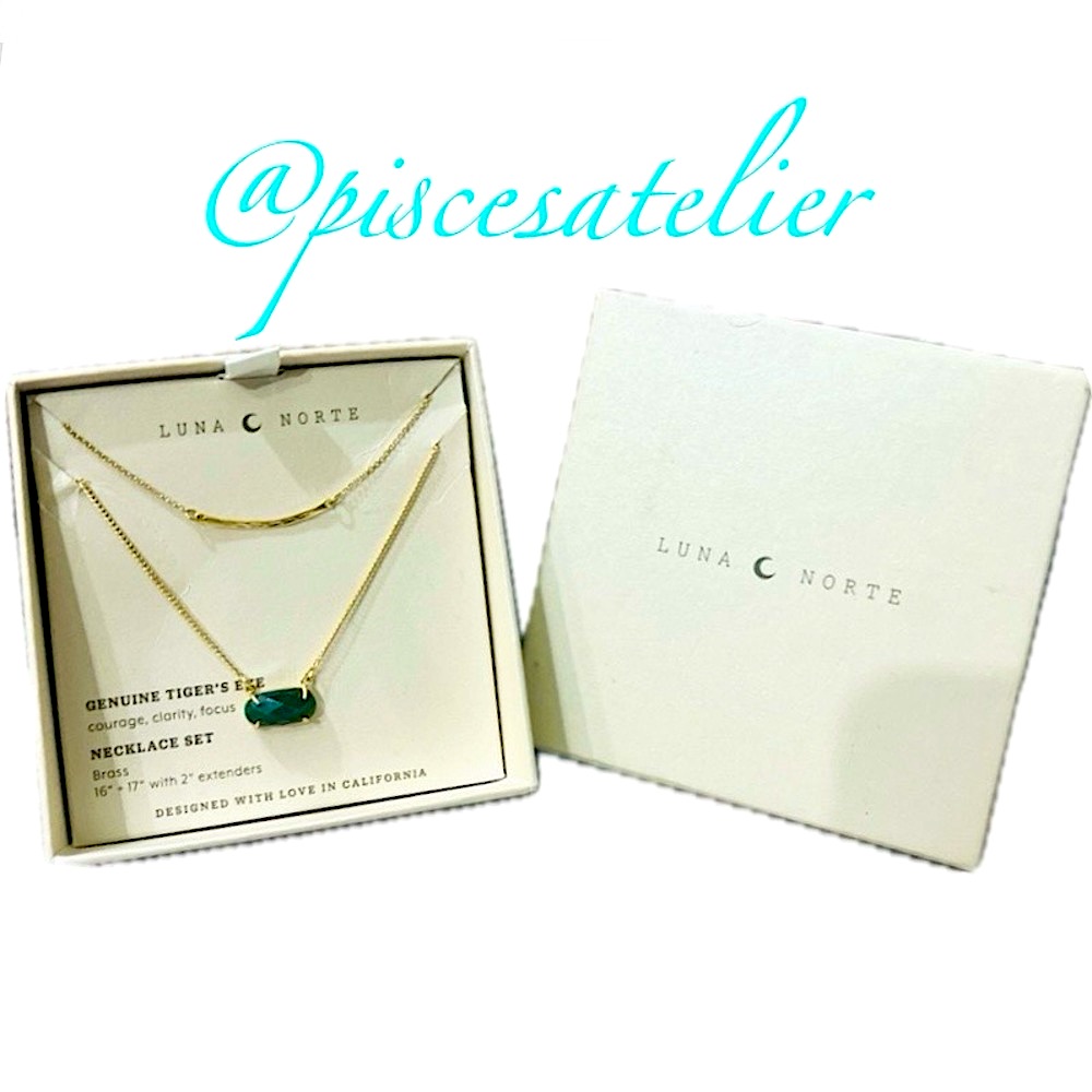 Luna Norte Genuine Tiger Eye Quartz Pendant 14k Gold Plated 162 Necklace Set 65$